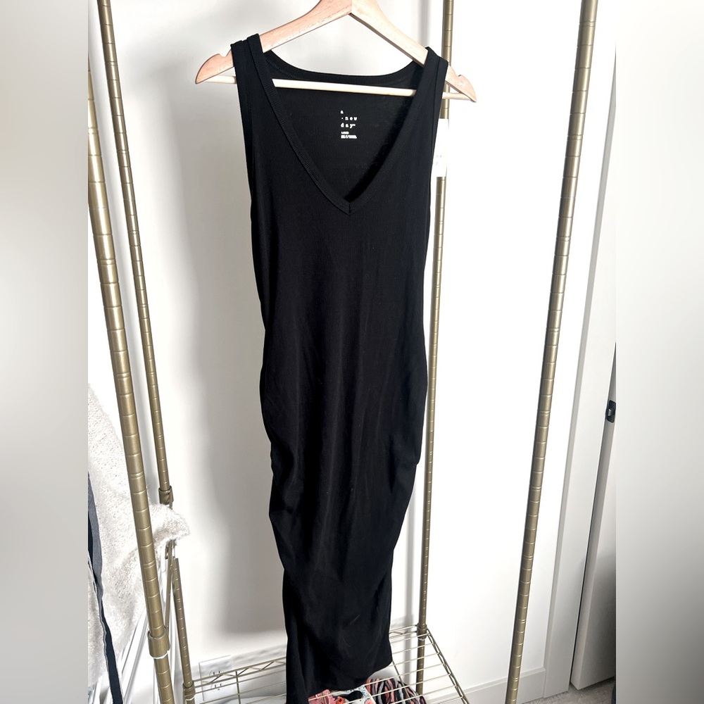 A New Day Cinched Black Midi Dress (L)